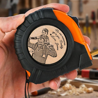 Dad measuring tape and photo gifts for dad, a functional and touching present from the whole family.