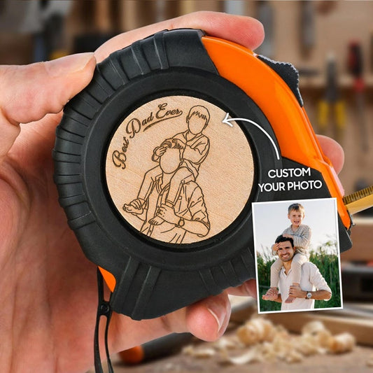 Personalized Father's Day measuring tape, a unique custom tape measure and engraved gift for dad.
