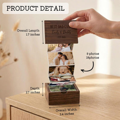 Engraved gifts for dad featuring a mini pull out photo album, an ideal keepsake for Father's Day 2026.