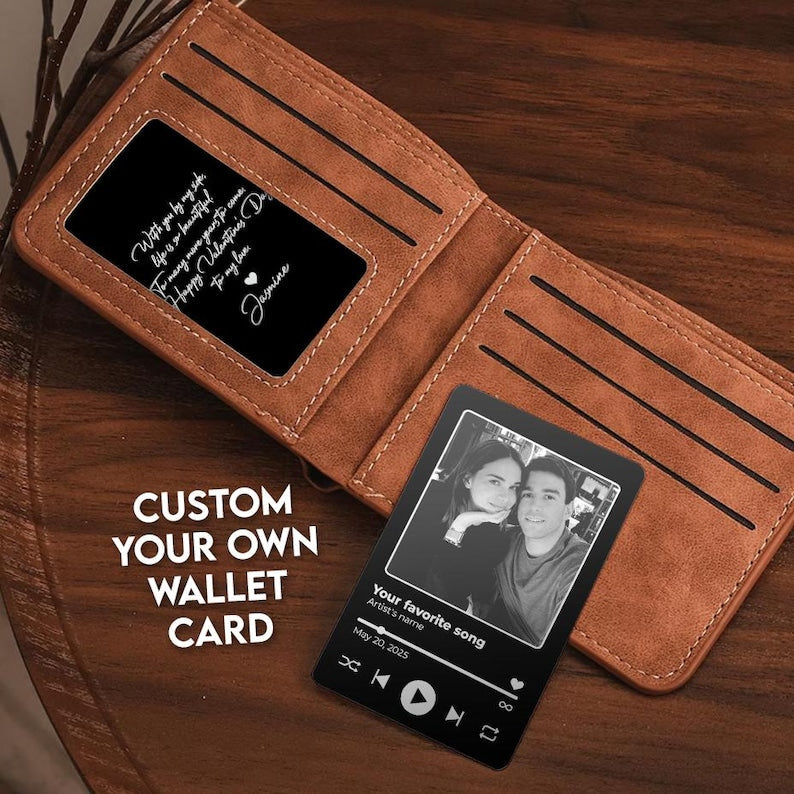 This wallet insert card personalized with your favorite song is an ideal couple Valentine's gift and meaningful keepsake.