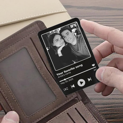 This wallet insert card personalized, a Personalized Favorite Song Metal Wallet Card, makes a great romantic gift for him.