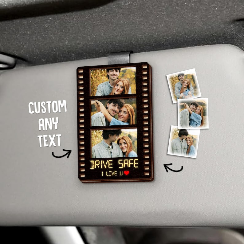 Personalized Film Strip Photo Car Visor Clip, a unique film strip photo frame and perfect personalized car visor clip.