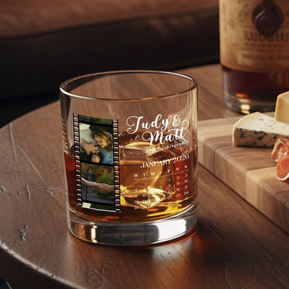 This custom printed glassware featuring a film strip photo frame is an ideal couple Valentine's gift for any occasion.