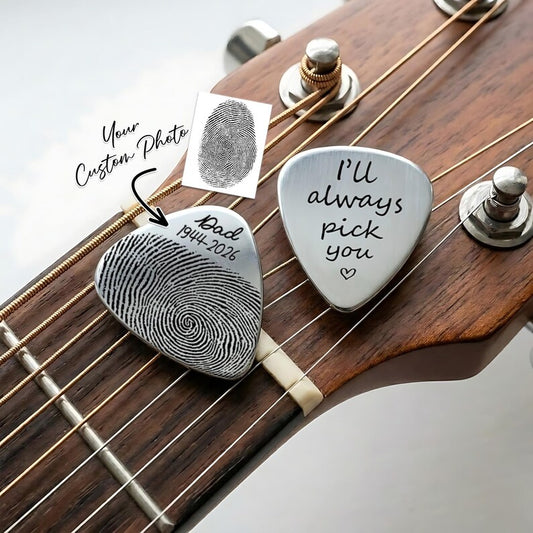 Personalized Fingerprint Guitar Pick, a high-quality and meaningful custom plectrum for music lovers.