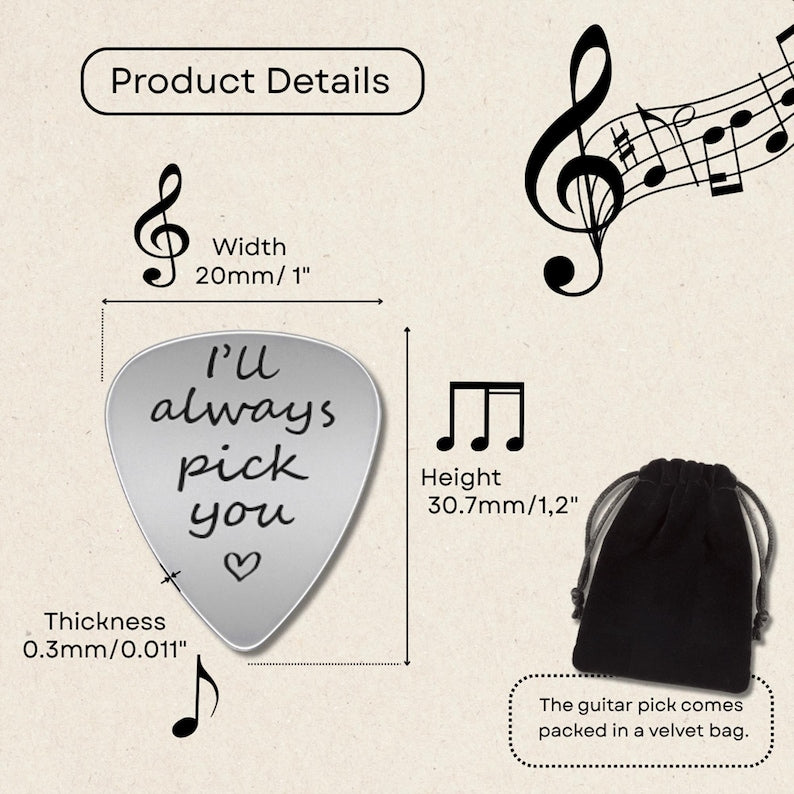 High-quality engraved guitar picks, ideal for those seeking a premium personalized fingerprint gift.