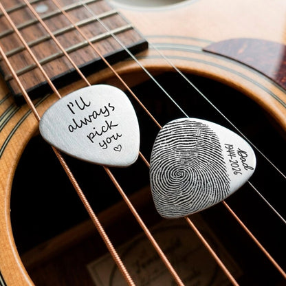 Elegant engraved gifts for dad, designed to be a durable and meaningful Father's Day guitar pick.