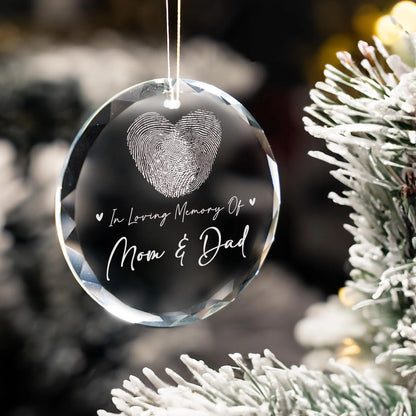 In loving memory of ornaments crafted as elegant glass keepsakes with custom fingerprint  