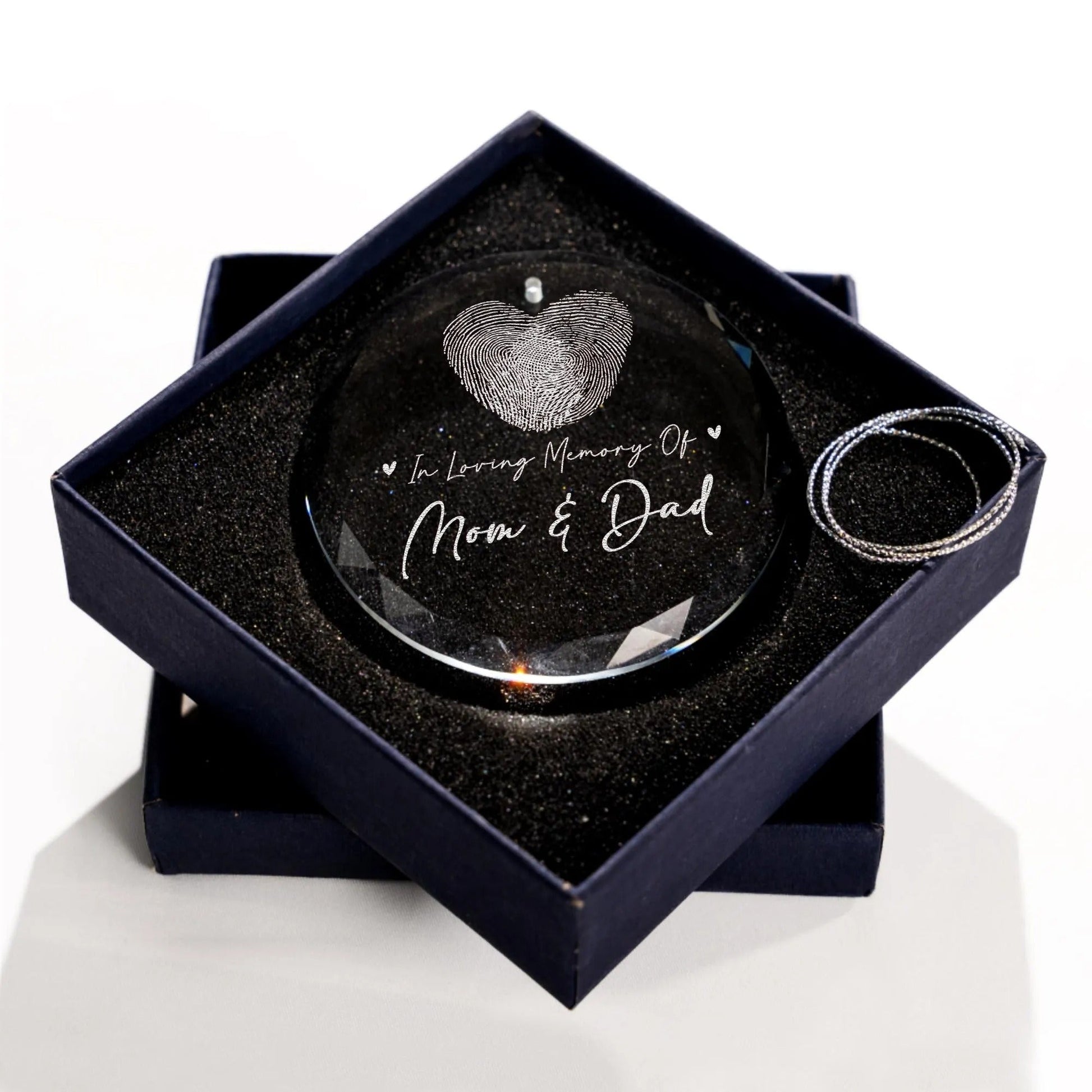 Ornament for lost loved one created as personalized memorial remembrance gifts  