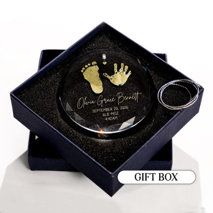 This engraved Christmas ornament, a Personalized First Christmas Glass Ornament, is an ideal personalized glass ornament for a newborn.