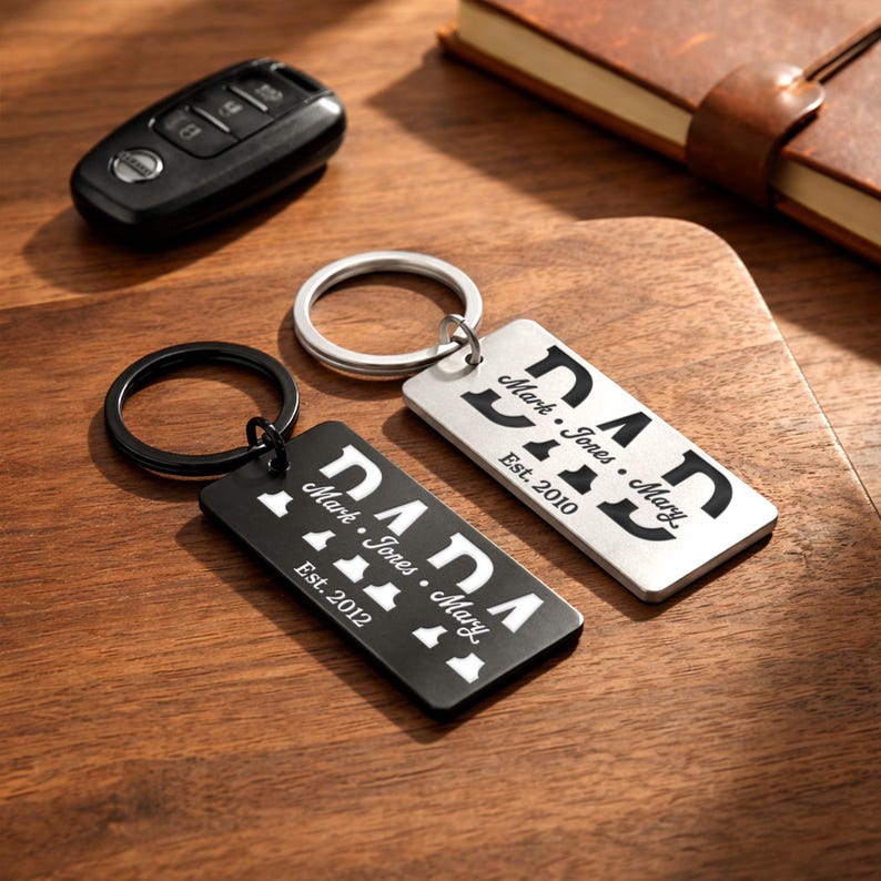 Personalized First Father's Day Metal Keychain – Lucy Engraving