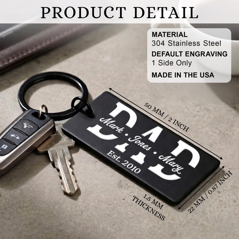 Personalized First Father's Day Metal Keychain – Lucy Engraving