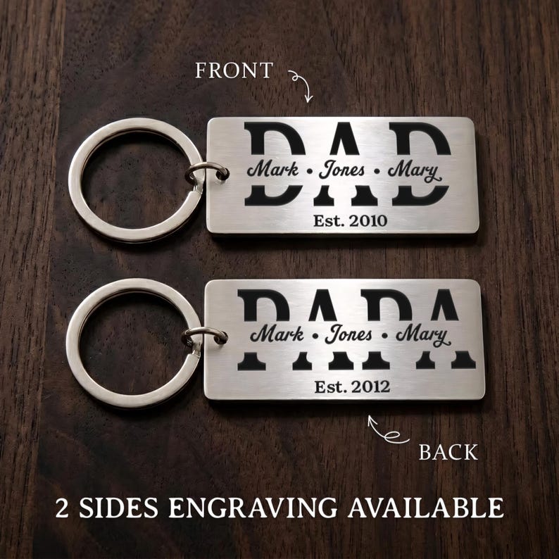 Personalized First Father's Day Metal Keychain – Lucy Engraving