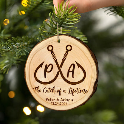 Celebrate their union with a Personalized Fishing Wedding Wooden Ornament, a thoughtful anniversary ornament for a fishing couple.
