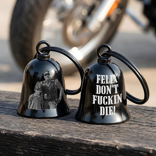 Personalized Funny Motorcycle Guardian Bell with Photo, a high-quality and humorous gift for dad.