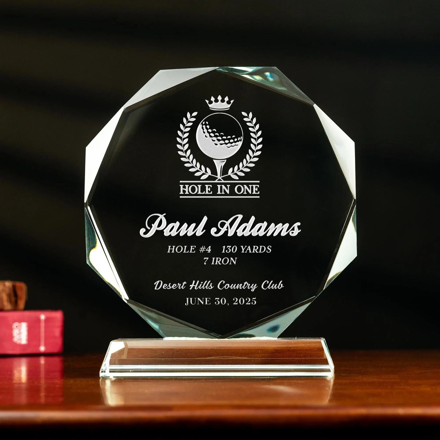 Personalized Golf Crystal Award designed as elegant golf trophies for tournaments  
