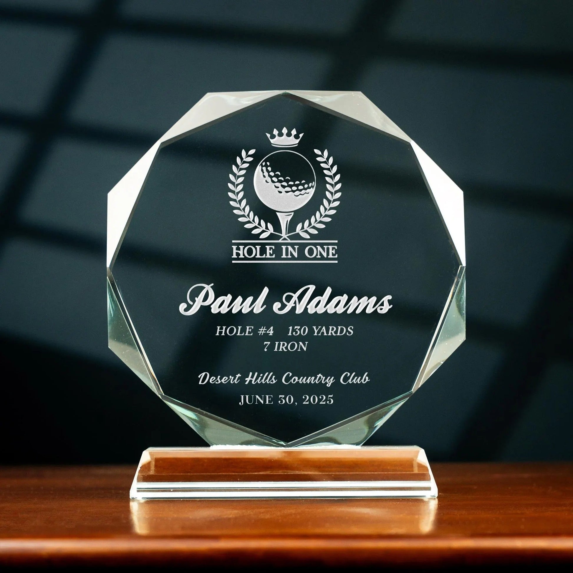 Unique golf gifts include custom engraved crystal awards for players and coaches  