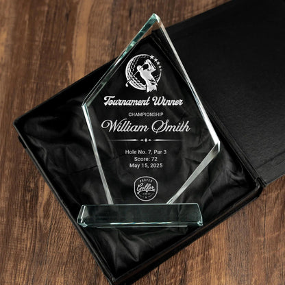 Unique Personalized Golf Tournament Crystal Award ideal as unique golf gifts and best gifts for golfers  