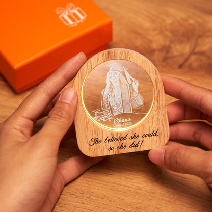 Customized crystal lamp with picture for the Class of 2026, featuring high-end laser engraving.