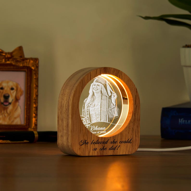 Unique light up engraved photo, making it one of the best personalized gifts for 2026 graduates.