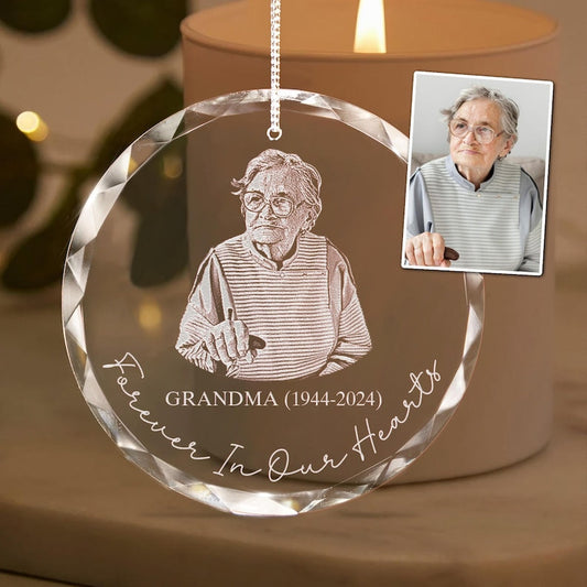 A touching Personalized Grandma Memorial Ornament with a picture, a beautiful sympathy gift to remember a beloved grandmother.