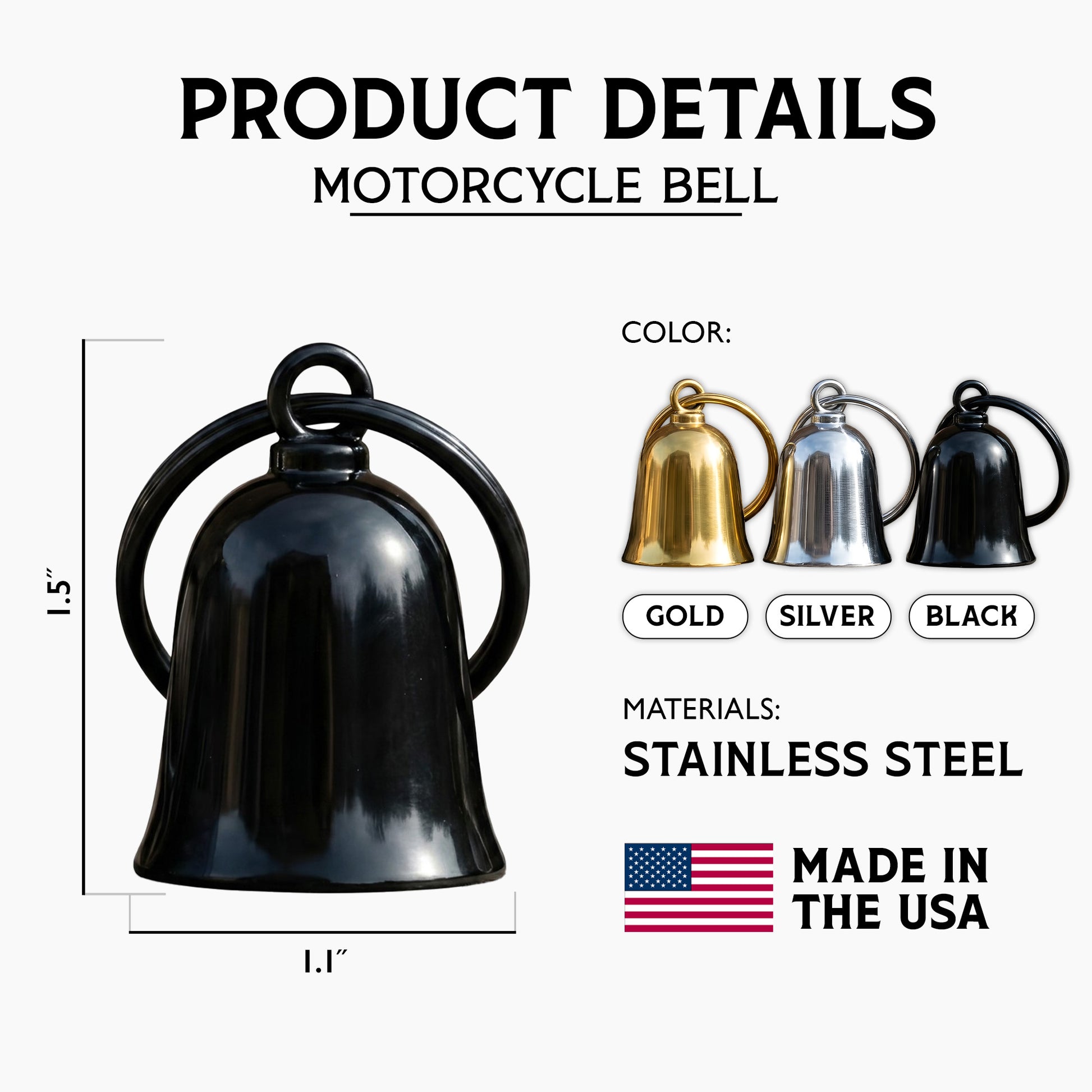 Personalized motorcycle bell, an engraved guardian bell making a cool gift for dad.