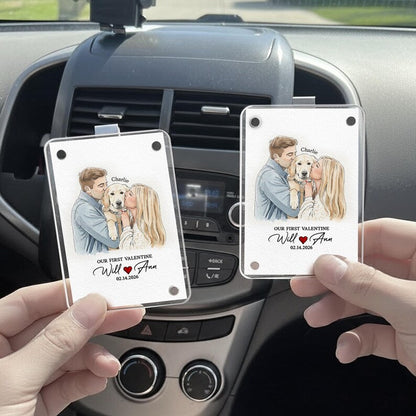 A beautiful rear view mirror decor piece, this Personalized Hand-Painted Car Visor Clip is a unique car visor picture frame.