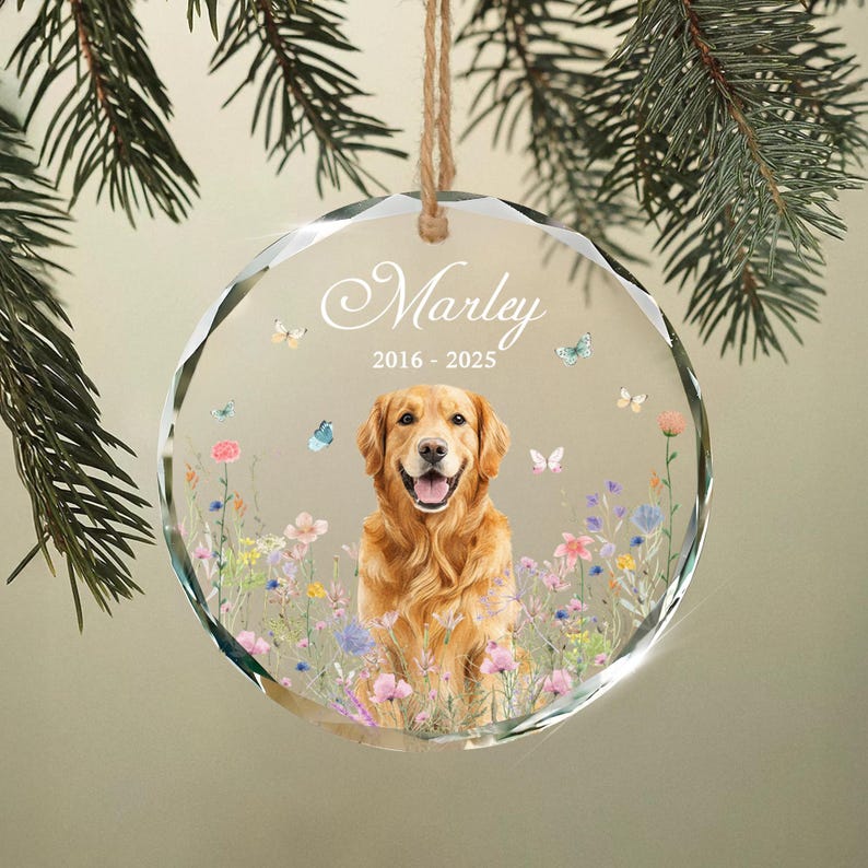 Personalized Dog Memorial Photo Ornament Dog Loss Keepsake