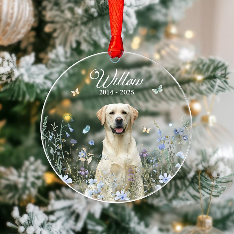 Personalized Dog Memorial Photo Ornament Hand Painted Pet Portraits