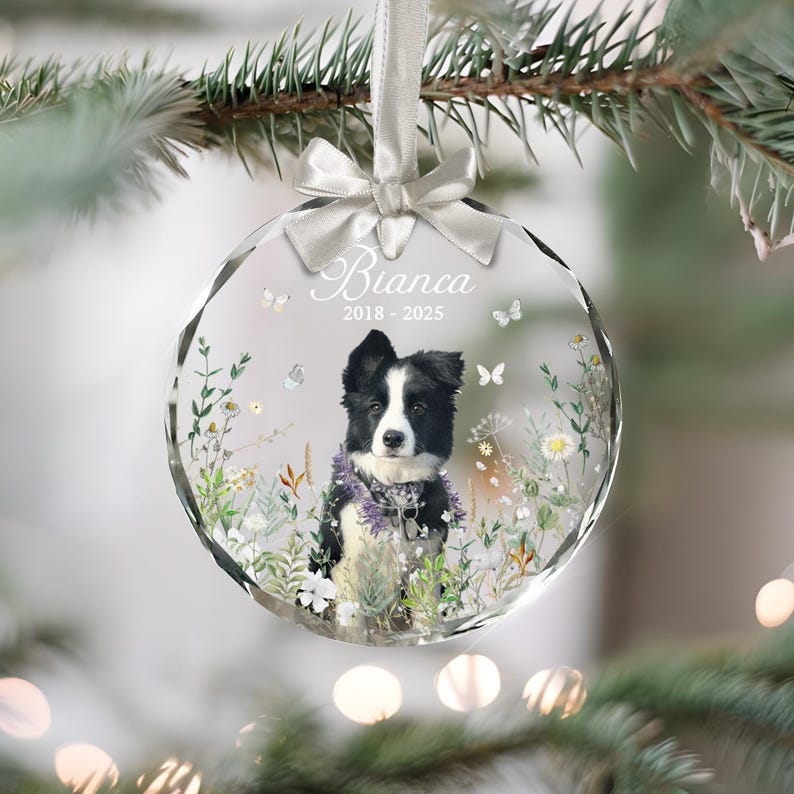 Personalized Dog Memorial Photo Ornament Custom Hand Painted Pet Loss Gifts