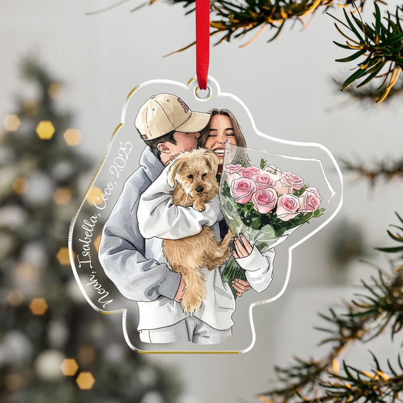This acrylic ornament, a Personalized Hand-Painted Engagement Photo Ornament, makes a great personalized Christmas ornament and engagement gift.