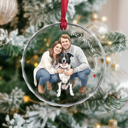 This hand painted family portraits ornament, a Personalized Hand-Painted Family Portrait Ornament, is a unique personalized christmas ornament.