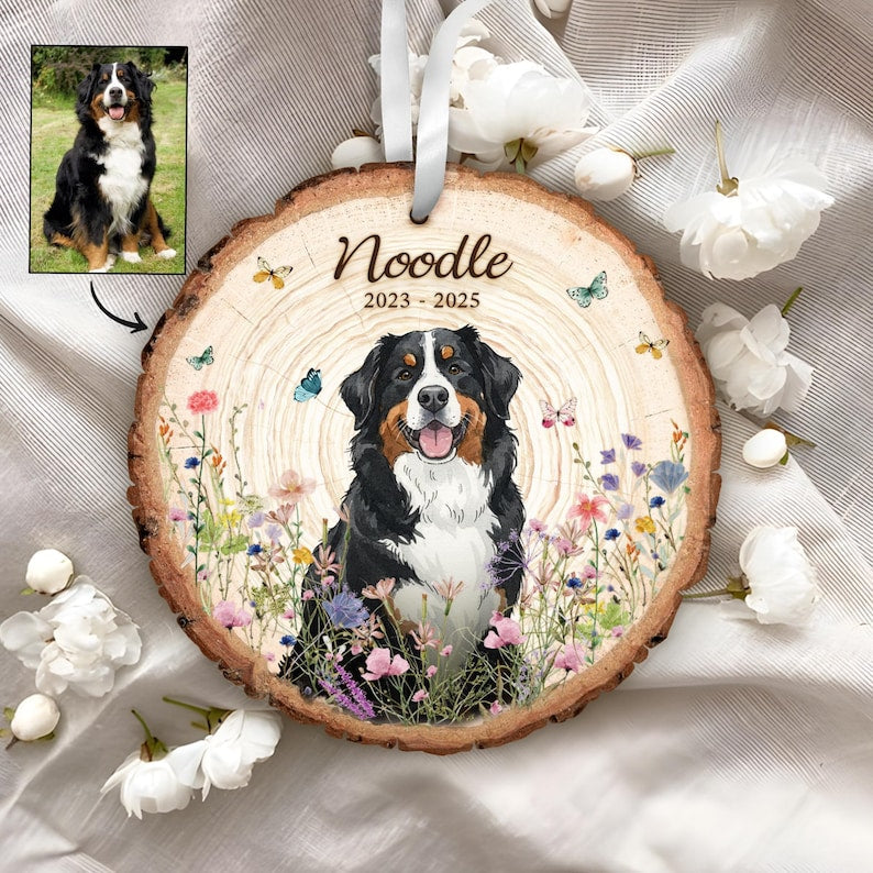 Personalized Pet Watercolor Wooden Ornament Pet Painting Memorial Ornament