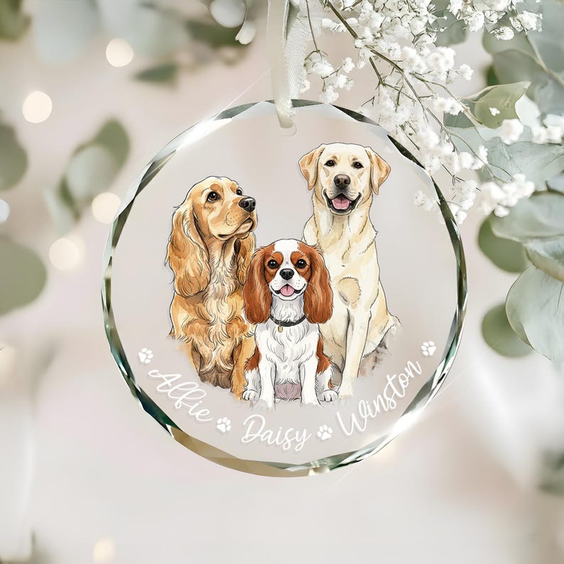 A custom hand painted christmas ornament and gift for dog owners, the Hand-Painted Pet Portrait From Photos Ornament is a cherished keepsake.