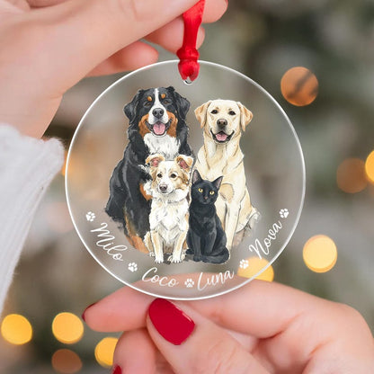 A unique custom photo ornament, the Hand-Painted Pet Portrait From Photos Ornament is one of the best personalized pet ornaments for Christmas.