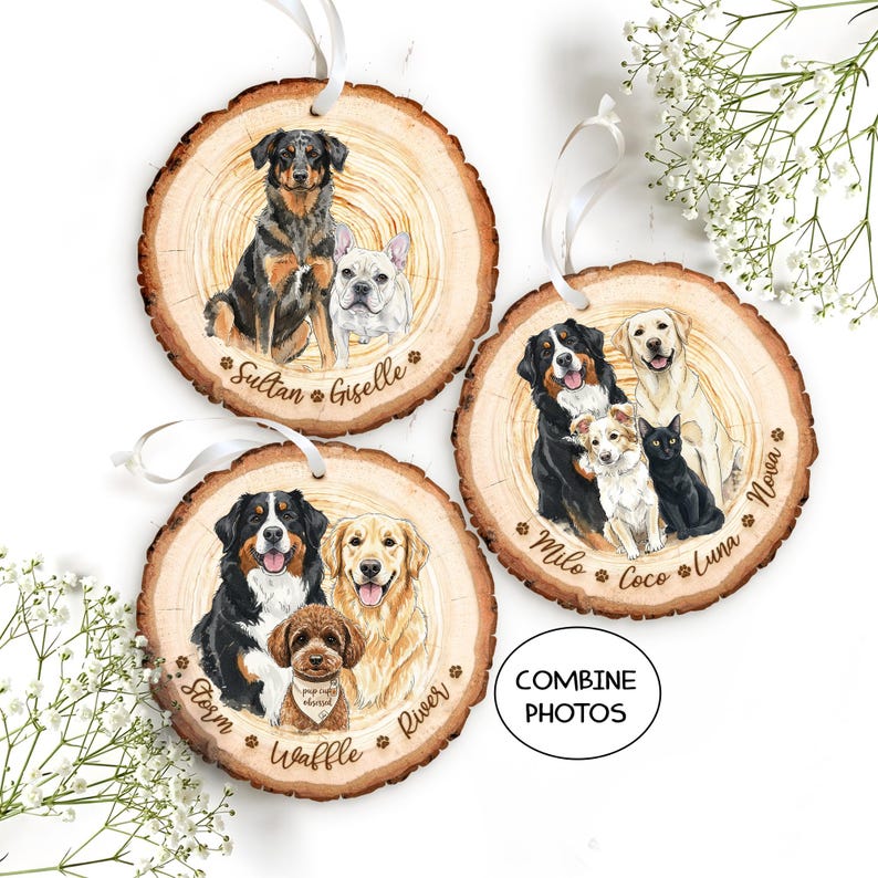 Hand-Painted Pet Portrait From Photos Ornament, a personalized pet ornament and thoughtful gifts for pet owners.