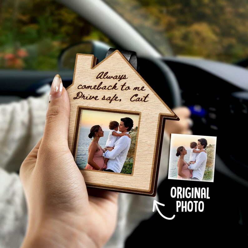 This custom watercolor portrait car visor photo frame is an ideal couple valentine's gift and car accessory gift.