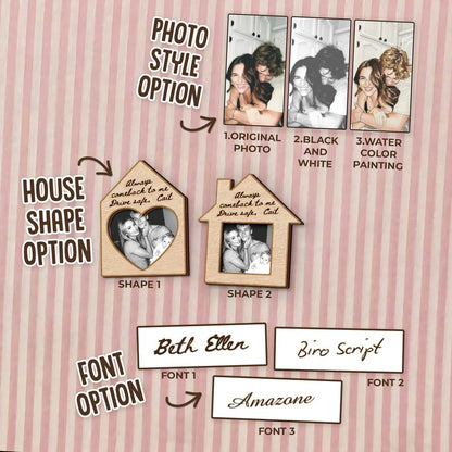 A close-up of a sun visor picture frame featuring a hand-painted photo for unique rear view mirror decor and drive safe gifts.