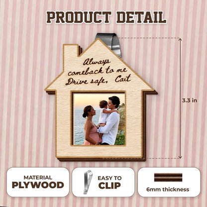 The perfect car visor photo holder, this Personalized Wooden Car Visor Clip is a thoughtful rear view mirror accessory.