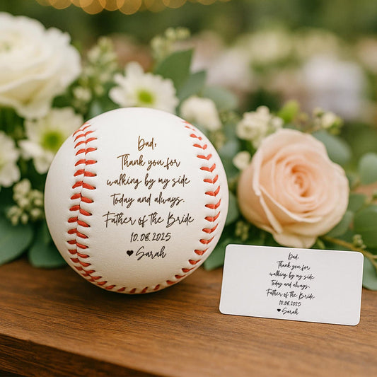 Personalized Handwriting Father of the Bride Baseball as a heartfelt father of the bride gift