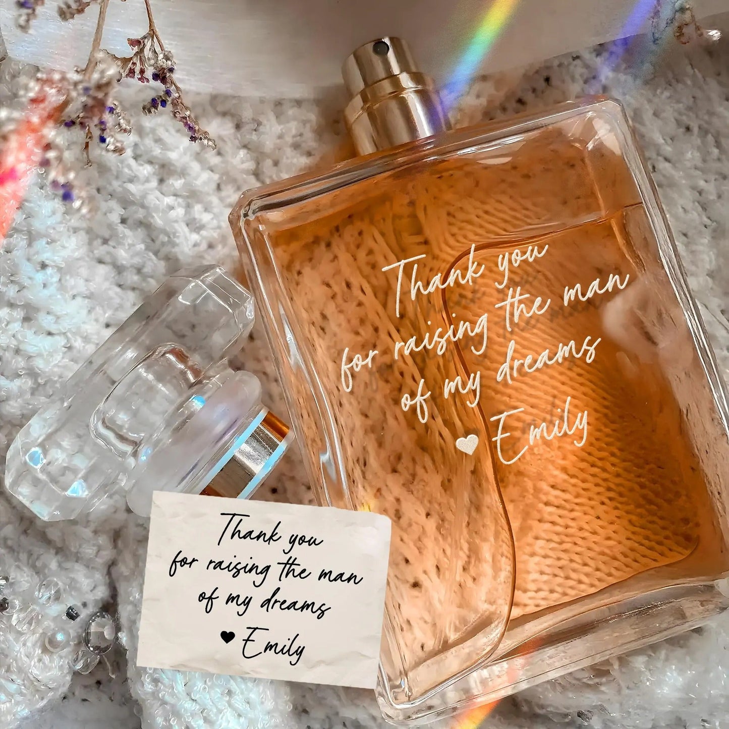 Unique Personalized Handwriting Glass Perfume Bottle for Mom ideal as mother of the bride gifts and personalized wedding memento  