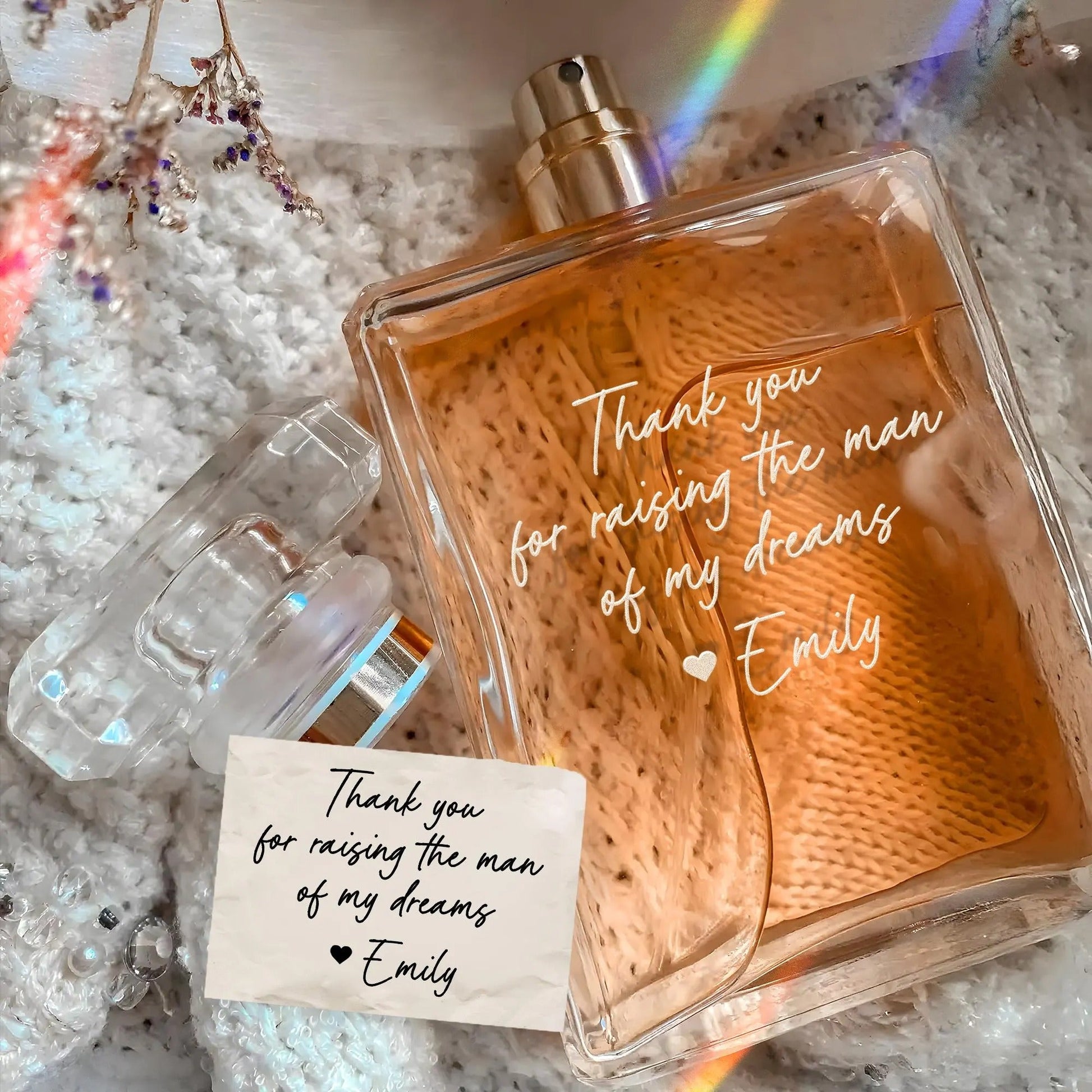 Unique Personalized Handwriting Glass Perfume Bottle for Mom ideal as mother of the bride gifts and personalized wedding memento  