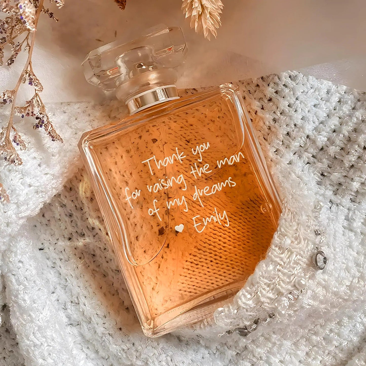 Beautiful Personalized Handwriting Glass Perfume Bottle for Mom suitable for mother of the groom gifts and thank you for raising the man sentiment  