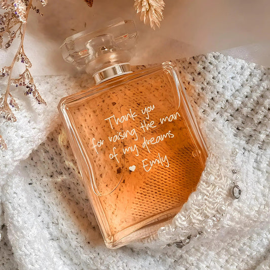 Beautiful Personalized Handwriting Glass Perfume Bottle for Mom suitable for mother of the groom gifts and thank you for raising the man sentiment  