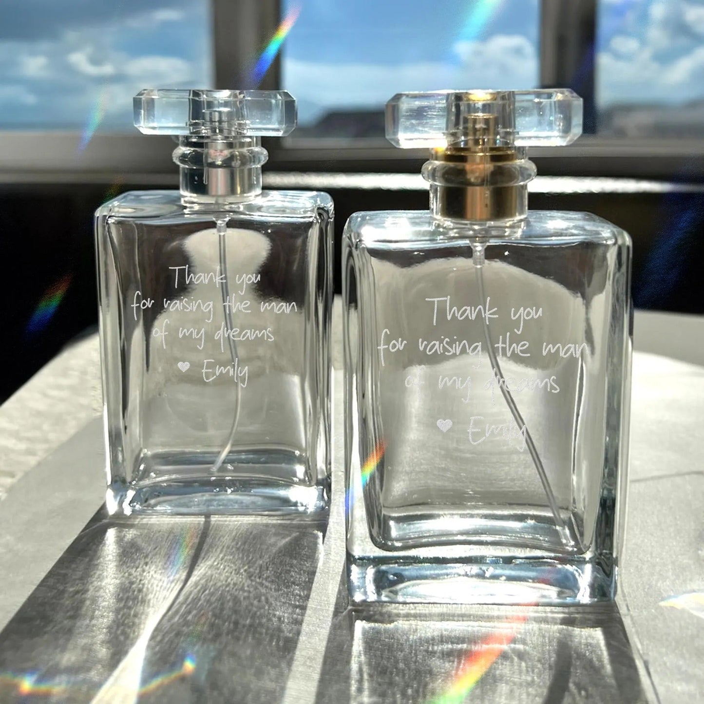 Custom Handwriting Glass Perfume Bottle for Mom designed as unique wedding gift for mom and family heirloom  