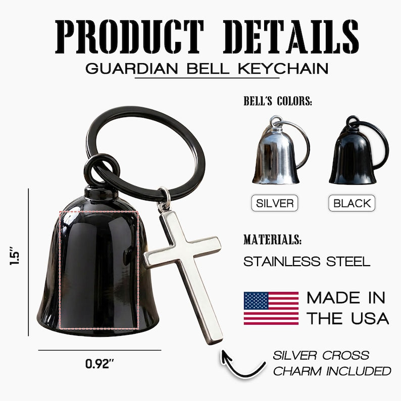 Engraved handwriting keychain on a dad motorcycle bell, making an ideal motorcycle Father's Day gift for 2026.