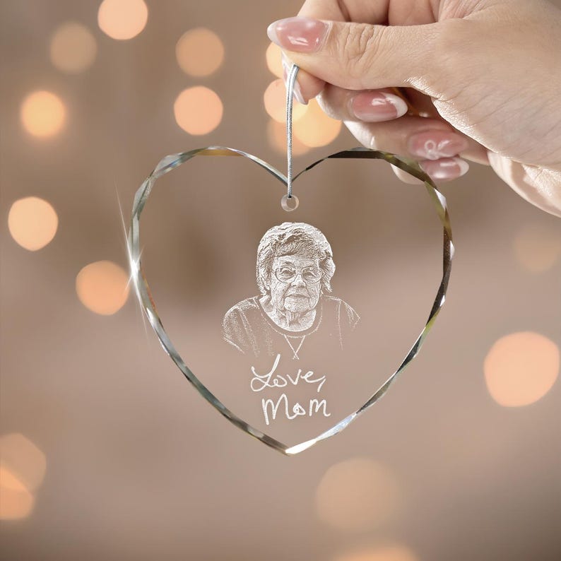 This personalized handwriting ornament, a Personalized Memorial Heart Glass Ornament, is a heartfelt sympathy gift for the holidays.