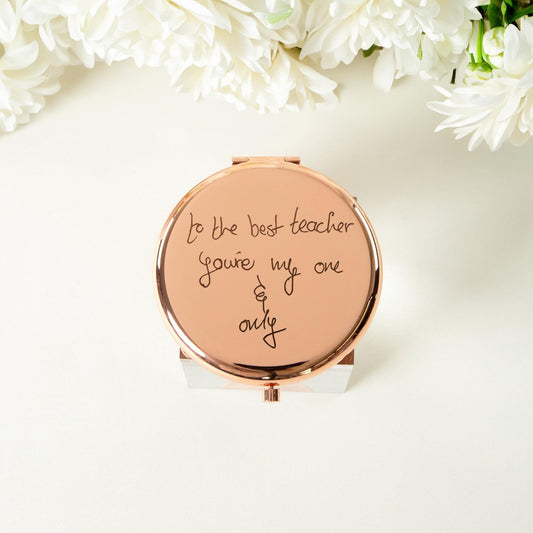 Personalized Handwriting Mother of the Bride Compact Mirror as elegant thank you gifts for mom