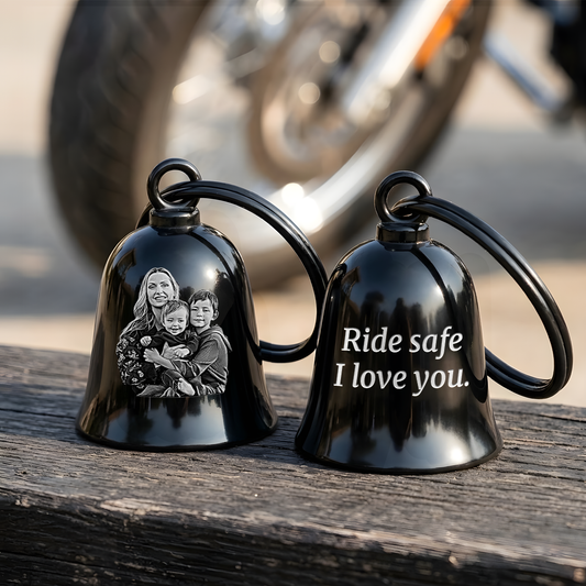 Personalized Handwriting Motorcycle Guardian Bell, a high-quality protective bell with custom script.