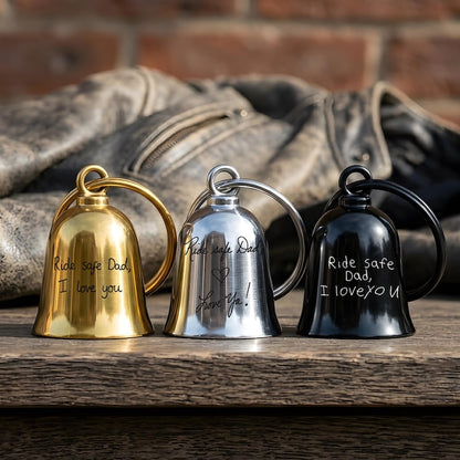 The perfect gift for motorcycle dads, featuring a sentimental 'Drive Safe Daddy' in your own writing.