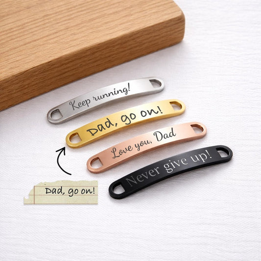 Personalized handwriting shoe tag for dad, a unique custom shoe tag and engraved Father's Day gift.